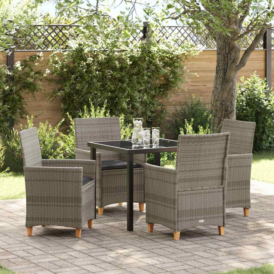 vidaXL Tuin eettafelset 5 pcs Grijs poly rattan vidaXL Tuin eettafelset 5 pcs Grijs poly rattan afbeelding 1