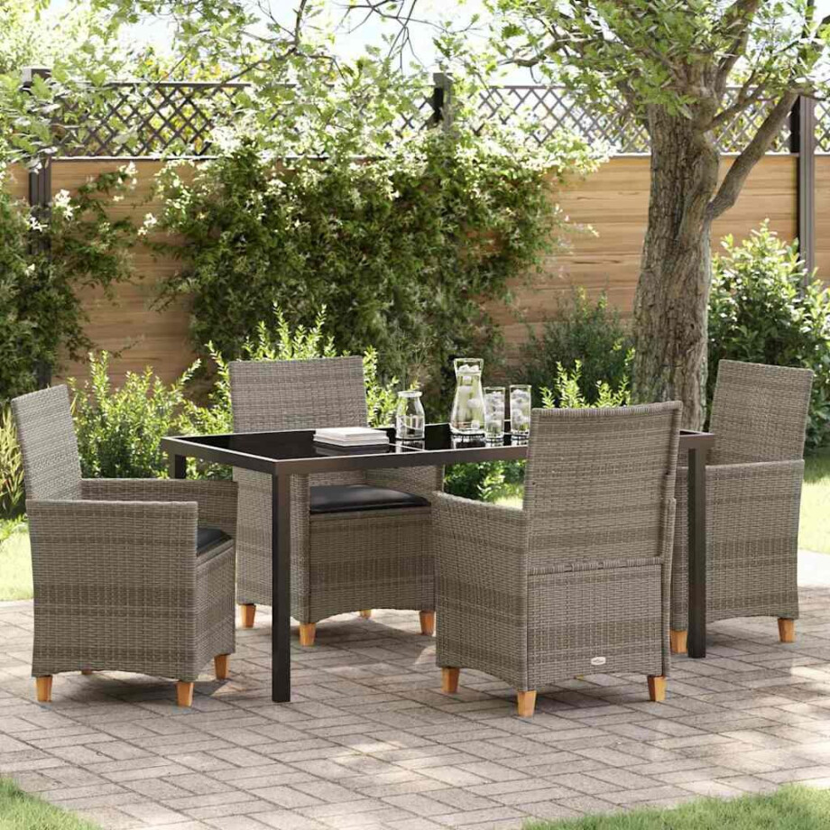 vidaXL Tuin eettafelset 5 pcs Grijs poly rattan vidaXL Tuin eettafelset 5 pcs Grijs poly rattan afbeelding 1