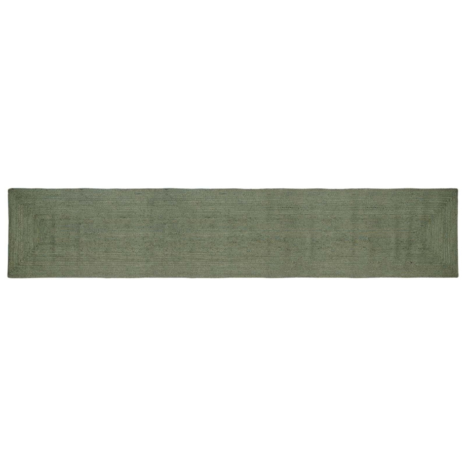 vidaXL Vloerkleden Rechthoekig Olijfgroen 60 x 400 cm Jute afbeelding 1