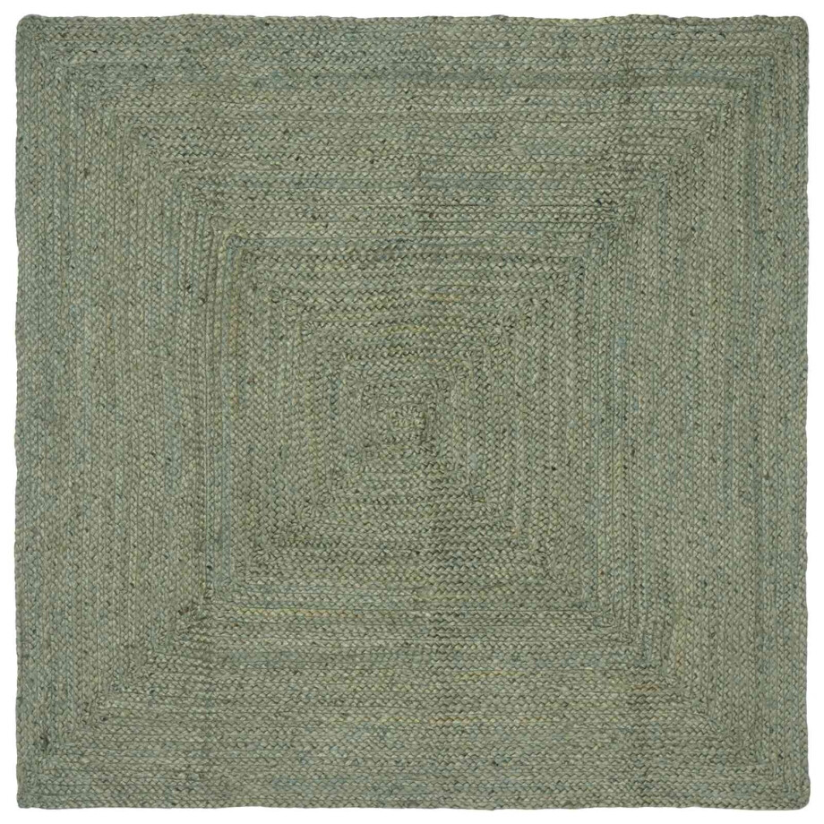 vidaXL Vloerkleden Rechthoekig Olijfgroen 120 x 120 cm Jute afbeelding 1
