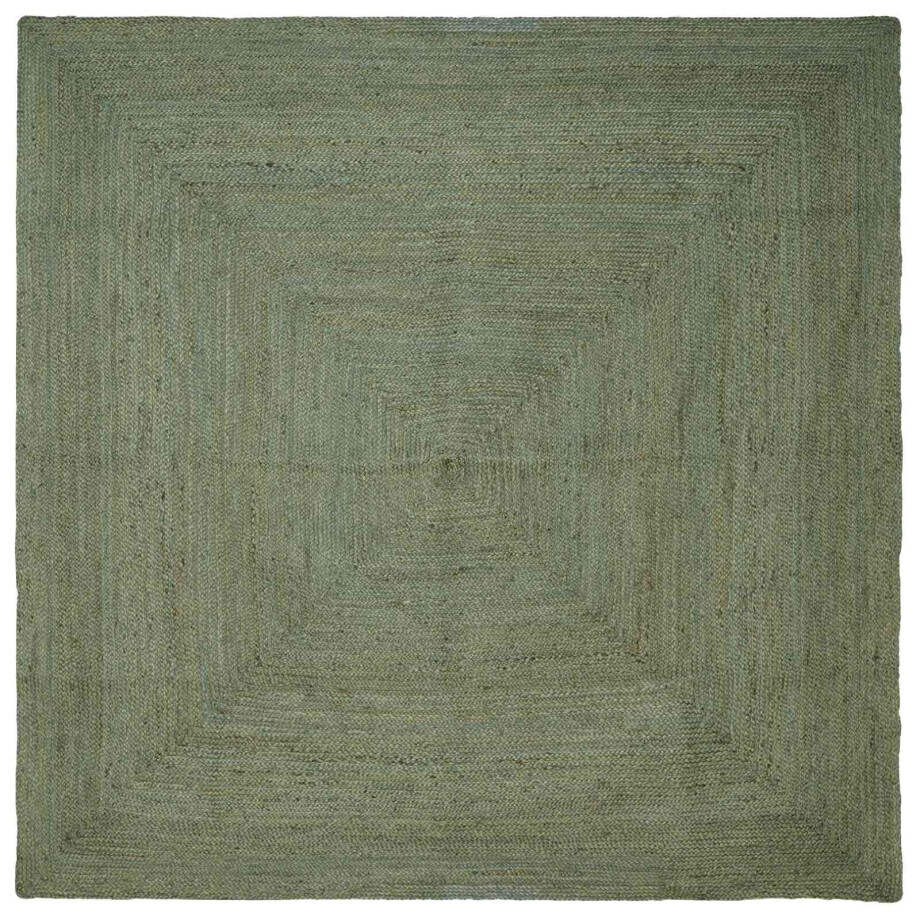 vidaXL Vloerkleden Vierkant Olijfgroen 300 x 300 cm Jute afbeelding 1