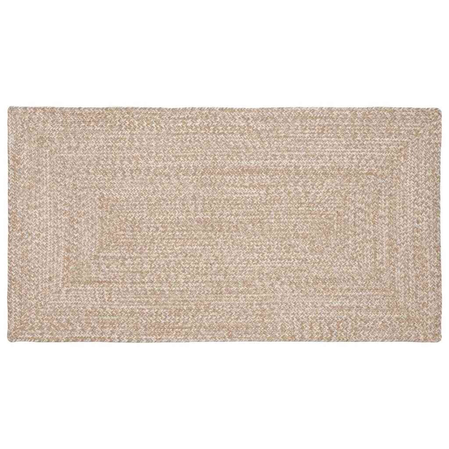 vidaXL Tapijt Natuurlijk en wit 60 x 110 cm Jute afbeelding 1
