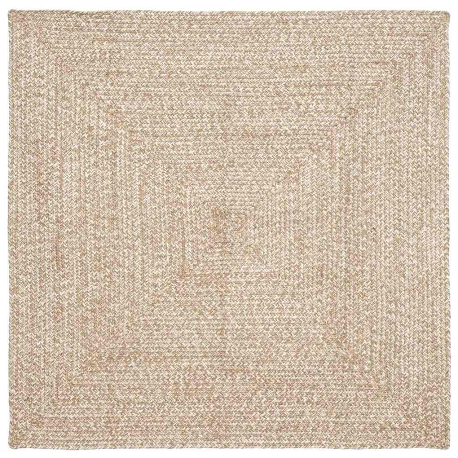 vidaXL Vloerkleden Vierkant Natuurlijk en Wit 160 x 160 cm Jute afbeelding 1