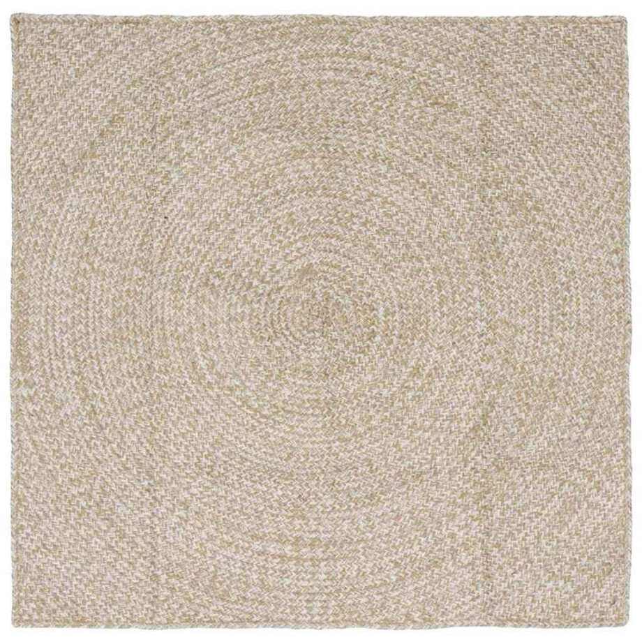 vidaXL Vloerkleden Vierkant Natuurlijk en Wit 120 x 120 cm Jute afbeelding 1