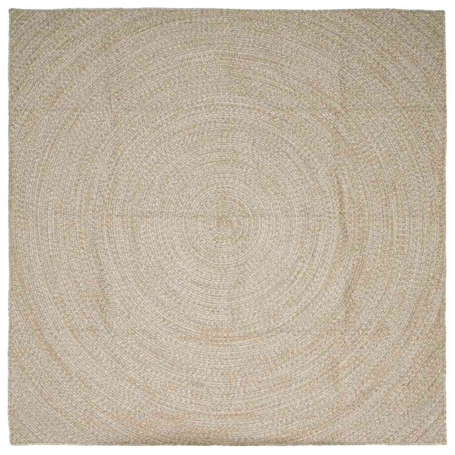 vidaXL Vloerkleden Vierkant Natuurlijk en Wit 240 x 240 cm Jute afbeelding 1
