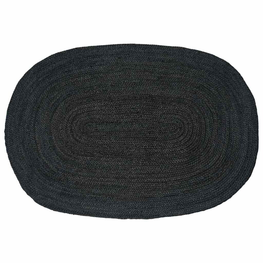 vidaXL Vloerkleden Ovaal Zwart 122 x 183 cm Jute afbeelding 1