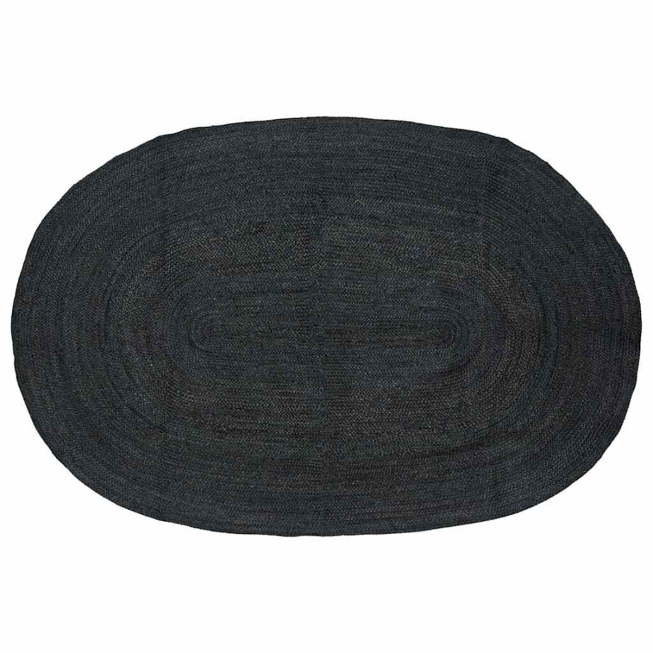 vidaXL Vloerkleden Ovaal Zwart 152 x 245 cm Jute afbeelding 1