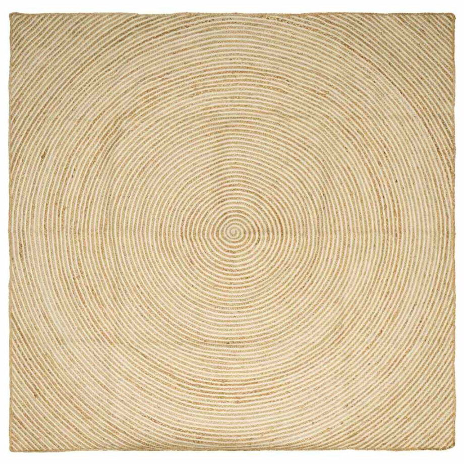 vidaXL Vloerkleed Natuurlijk en Wit 240 x 240 cm Jute afbeelding 1
