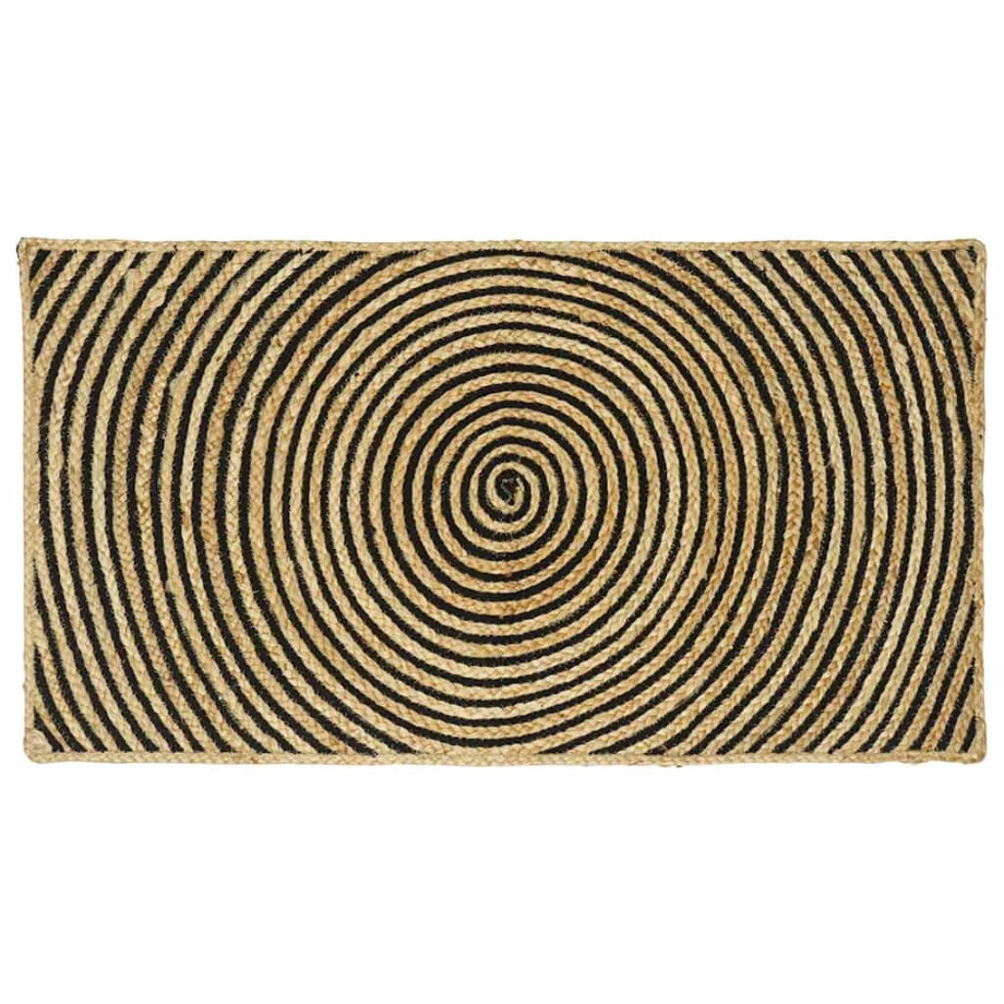 vidaXL Vloerkleed Natuurlijk en Zwart 60 x 110 cm Jute afbeelding 1