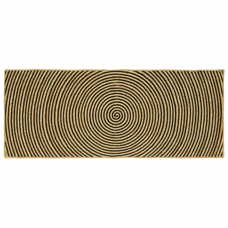 vidaXL Vloerkleed Natuurlijk en Zwart 80 x 200 cm Jute afbeelding 1
