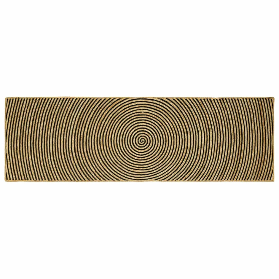 vidaXL Vloerkleed Natuurlijk en Zwart 80 x 250 cm Jute afbeelding 1