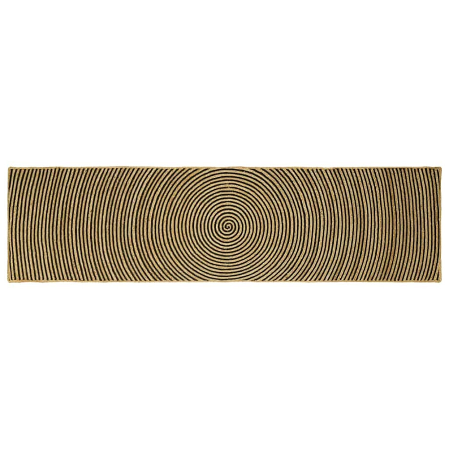 vidaXL Vloerkleed Natuurlijk en Zwart 80 x 300 cm Jute afbeelding 1