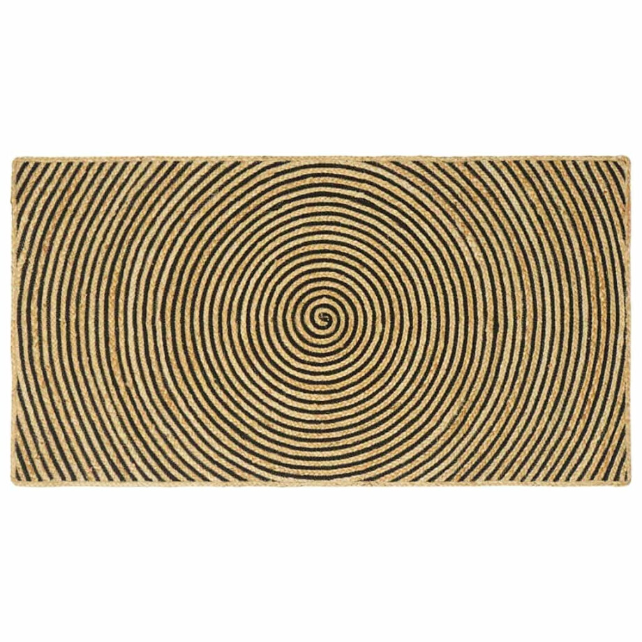 vidaXL Vloerkleed Natuurlijk en Zwart 100 x 200 cm Jute afbeelding 1