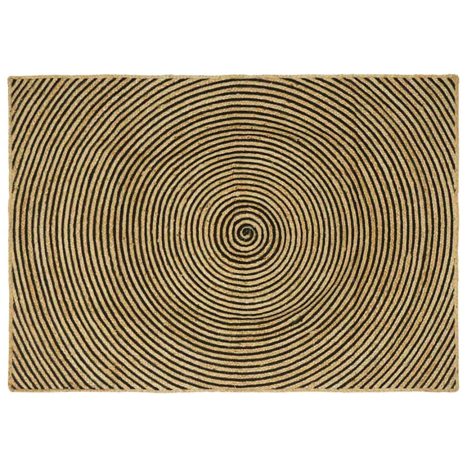 vidaXL Vloerkleed Natuurlijk en Zwart 120 x 170 cm Jute afbeelding 1