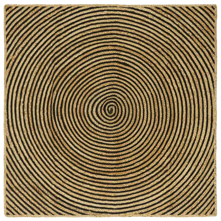 vidaXL Vloerkleed Natuurlijk en Zwart 160 x 160 cm Jute afbeelding 1