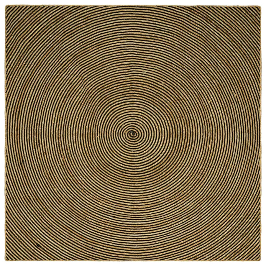 vidaXL Vloerkleed Natuurlijk en Zwart 200 x 200 cm Jute afbeelding 1