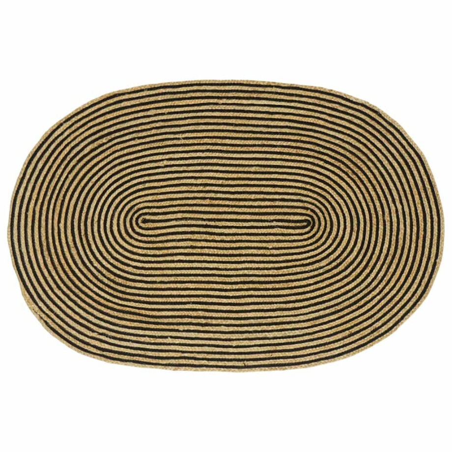 vidaXL Vloerkleed Natuurlijk en Zwart 100 x 152 cm Jute afbeelding 1