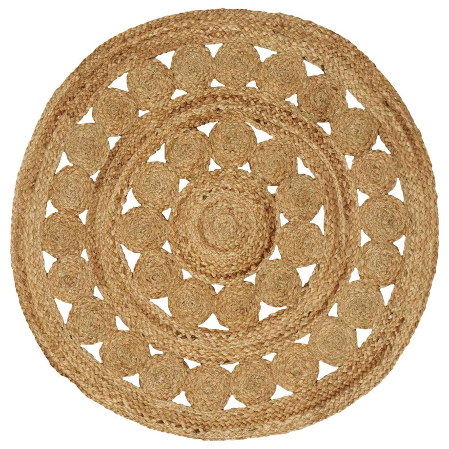 vidaXL Vloerkleden Naturel Ø 90 cm Jute afbeelding 1