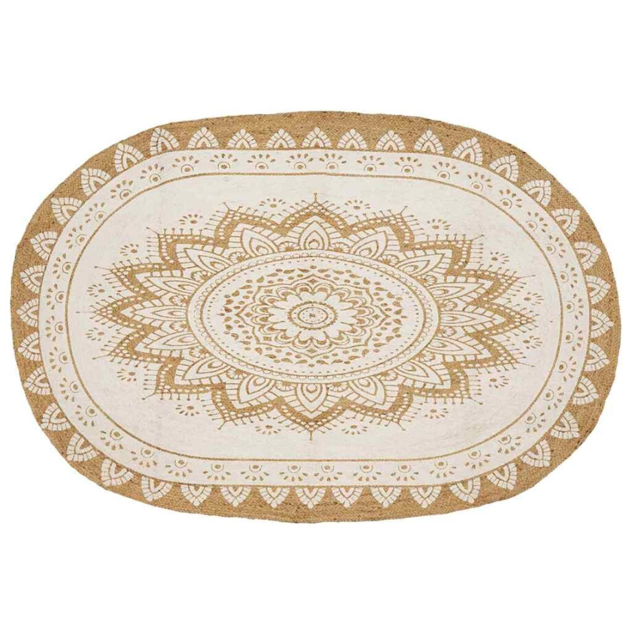 vidaXL Jute Tapijt Bloemen Naturel 205 x 305 cm Jute afbeelding 1