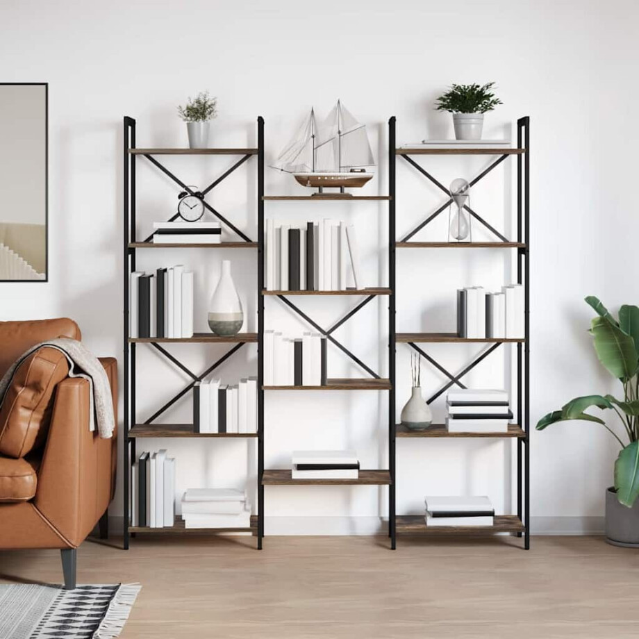 vidaXL Boekenkast Sonoma Eiken 156 x 25 x 167 cm Bewerkt hout afbeelding 1