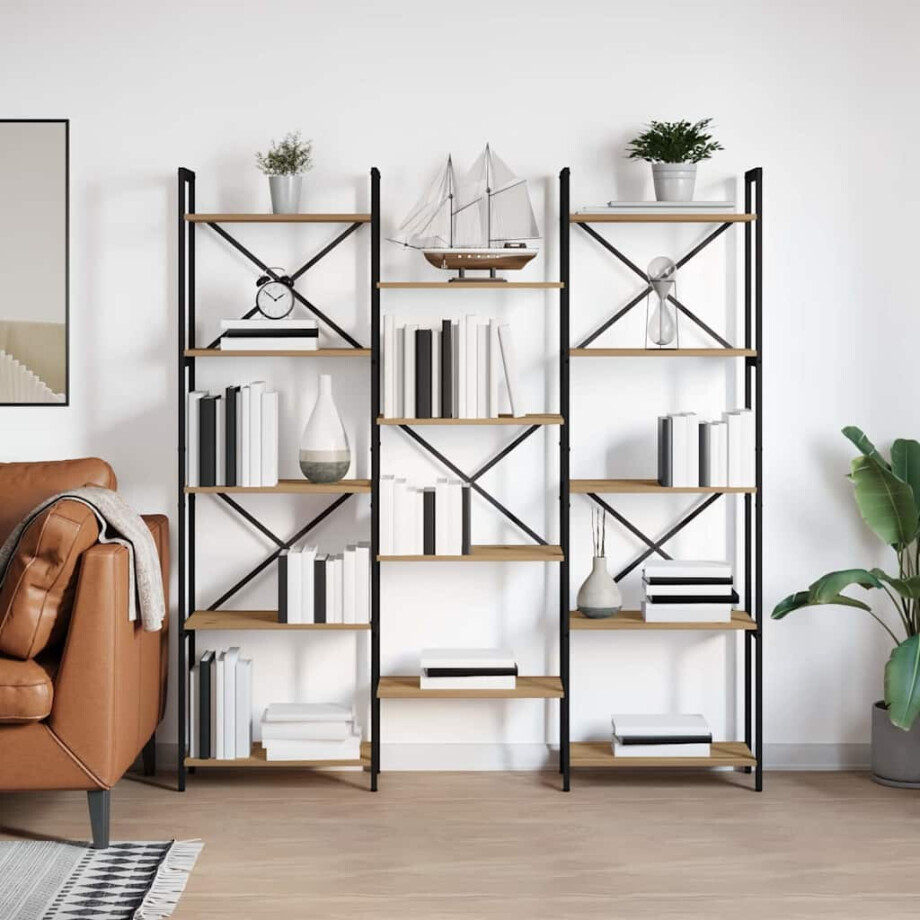 vidaXL Boekenkast Artisan Eiken 156 x 25 x 167 cm Bewerkt hout vidaXL Boekenkast Artisan Eiken 156 x 25 x 167 cm Bewerkt hout afbeelding 1