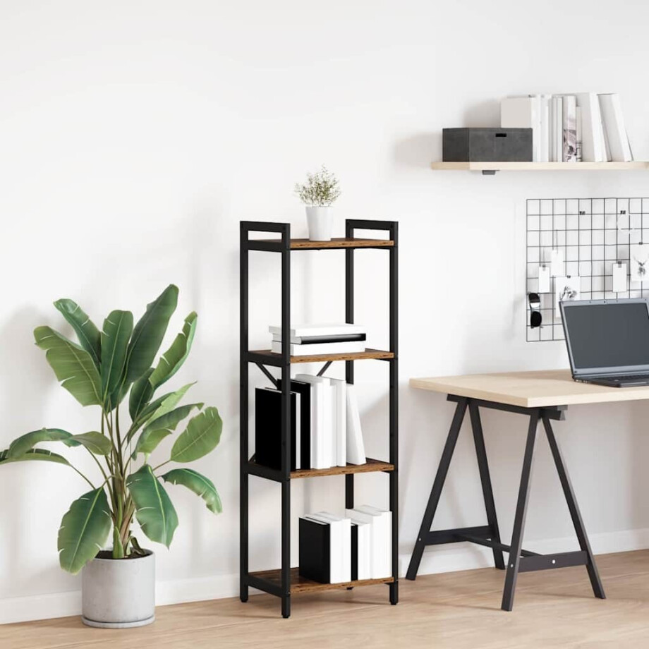 vidaXL Boekenkast Oud hout 40 x 30 x 85 cm Bewerkt hout afbeelding 1