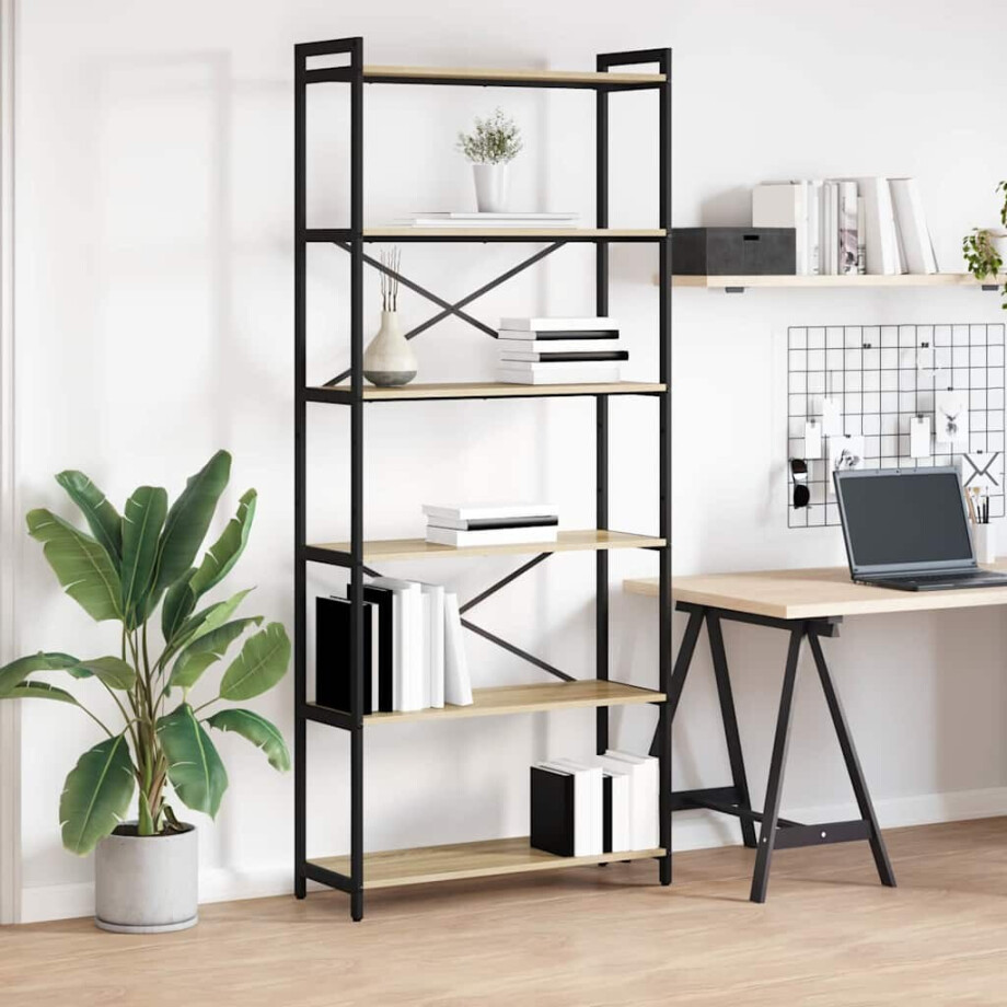 vidaXL Boekenkast Sonoma Eiken 80 x 30 x 189,5 cm Bewerkt hout vidaXL Boekenkast Sonoma Eiken 80 x 30 x 189,5 cm Bewerkt hout afbeelding 1