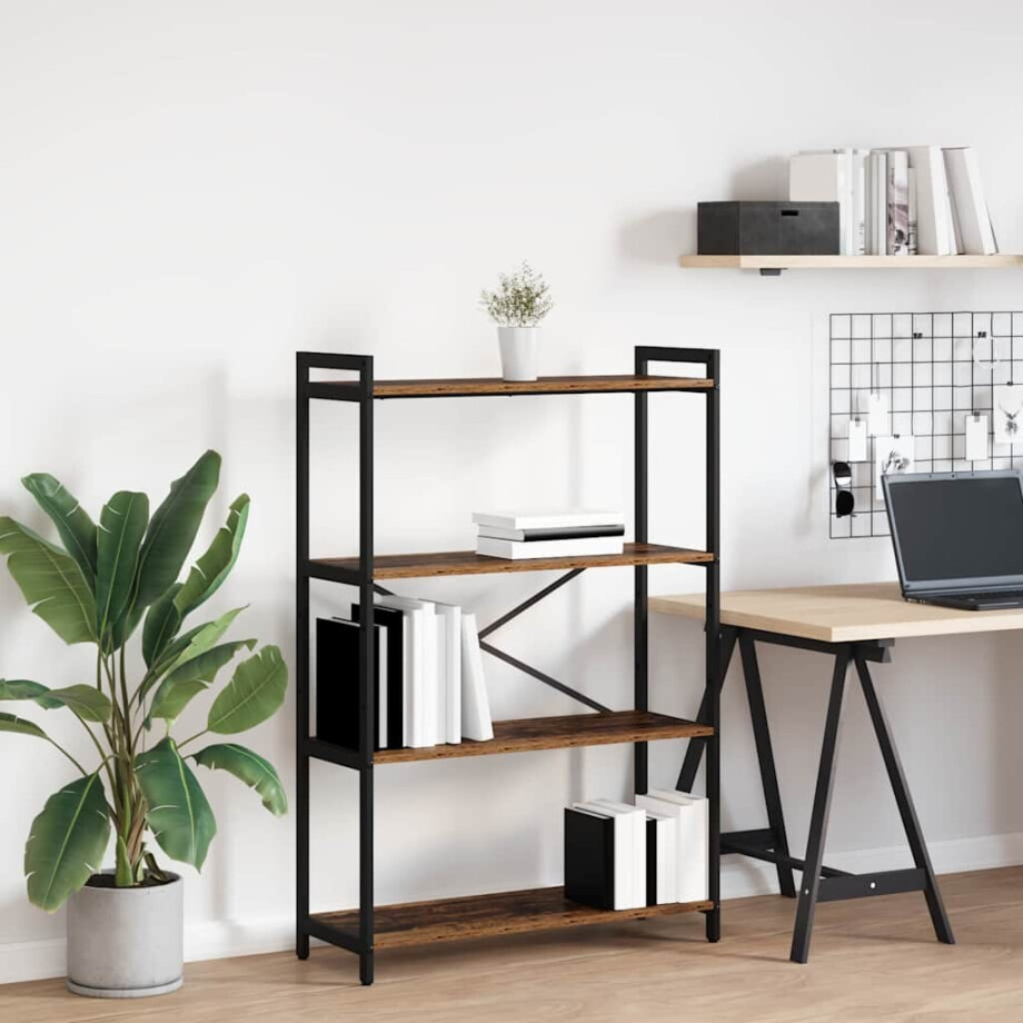 vidaXL Boekenkast Oud hout 80 x 30 x 120 cm Bewerkt hout afbeelding 1