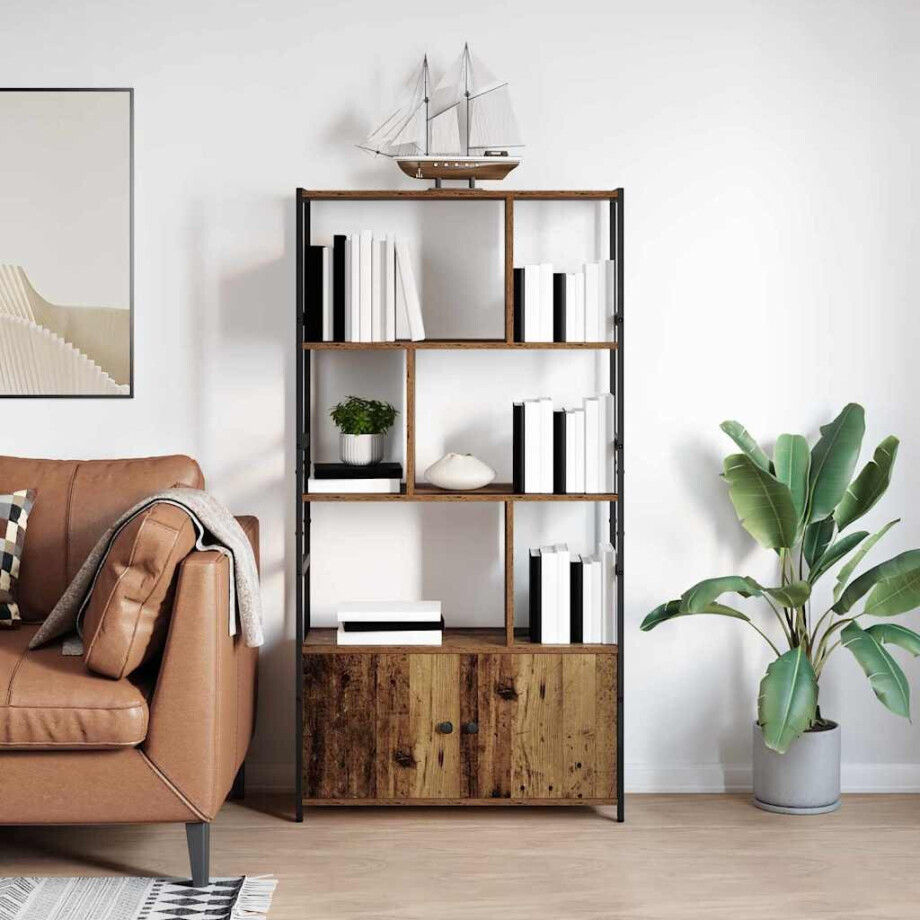 vidaXL Boekenkast Oud hout 80 x 30 x 155,5 cm Bewerkt hout afbeelding 1