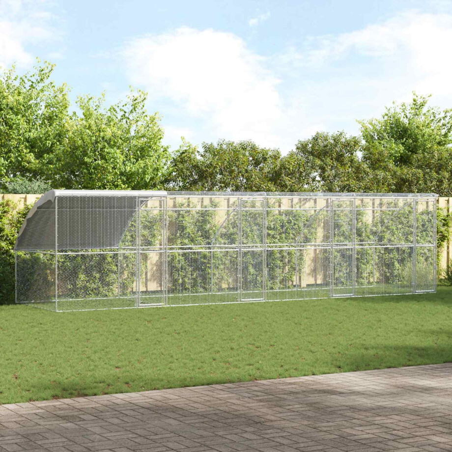 vidaXL Kippenhok 4 pcs Zilver 800 x 200 x 200 cm Staal en PE vidaXL Kippenhok 4 pcs Zilver 800 x 200 x 200 cm Staal en PE afbeelding 1