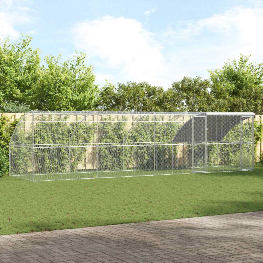 vidaXL Kippenhok 4 pcs Zilver 800 x 200 x 200 cm Staal en PE vidaXL Kippenhok 4 pcs Zilver 800 x 200 x 200 cm Staal en PE afbeelding 1