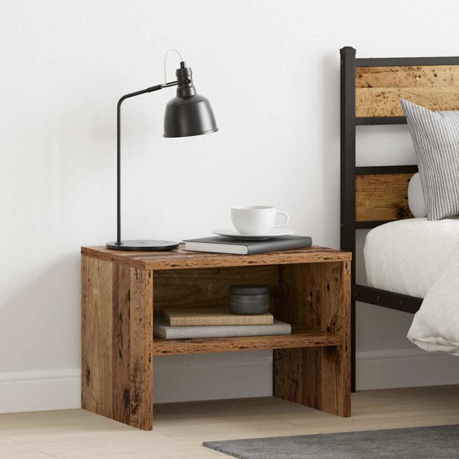 vidaXL Nachtkastje 2 pcs Oud hout 40 x 40 x 30 cm Bewerkt hout afbeelding 1