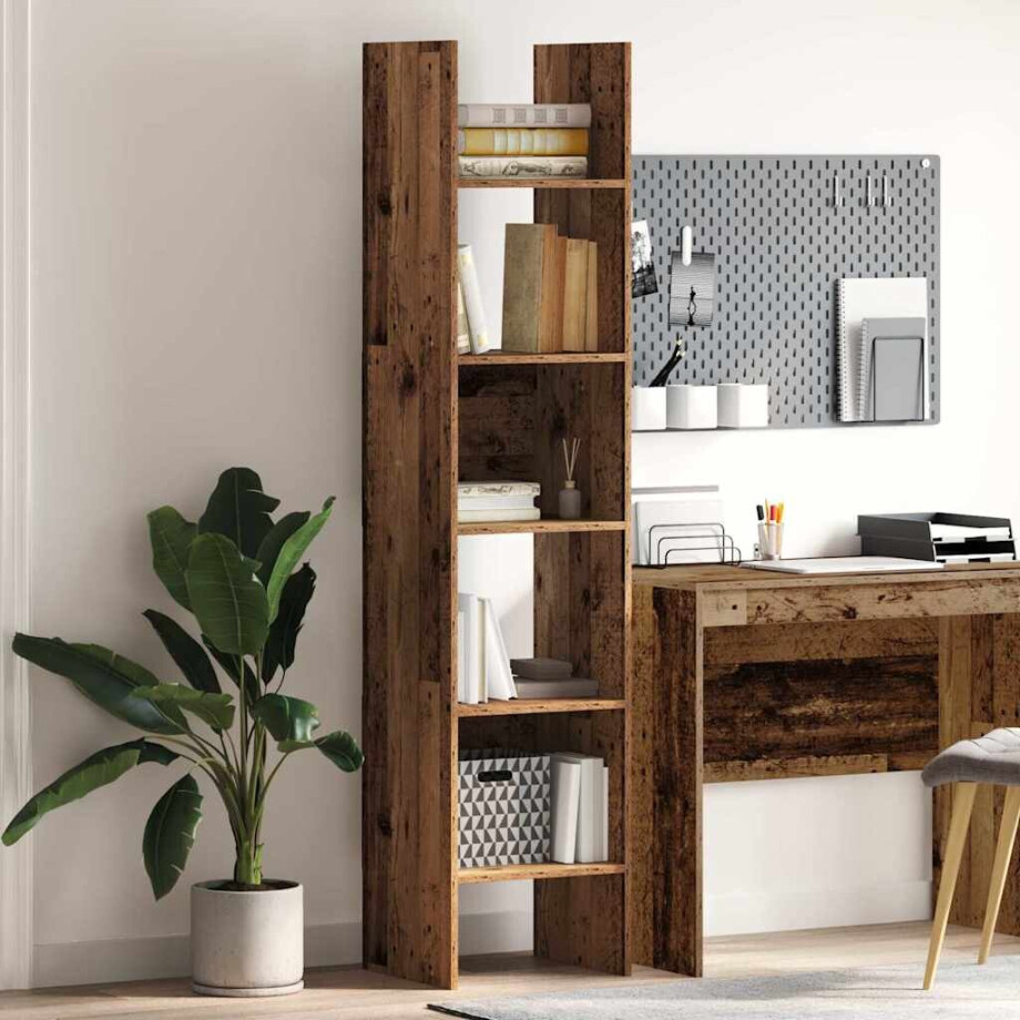 vidaXL Boekenkast Oudhout 40 x 35 x 180 cm Bewerkt hout afbeelding 1