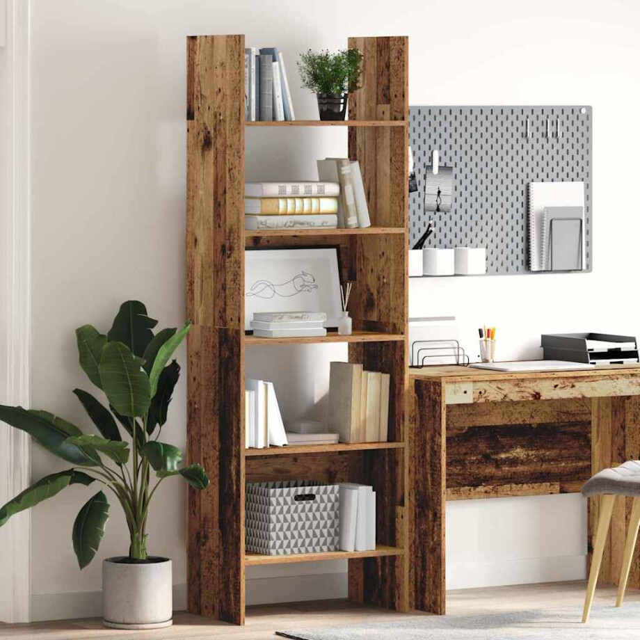 vidaXL Boekenkast Oudhout 60 x 35 x 180 cm Bewerkt hout afbeelding 1