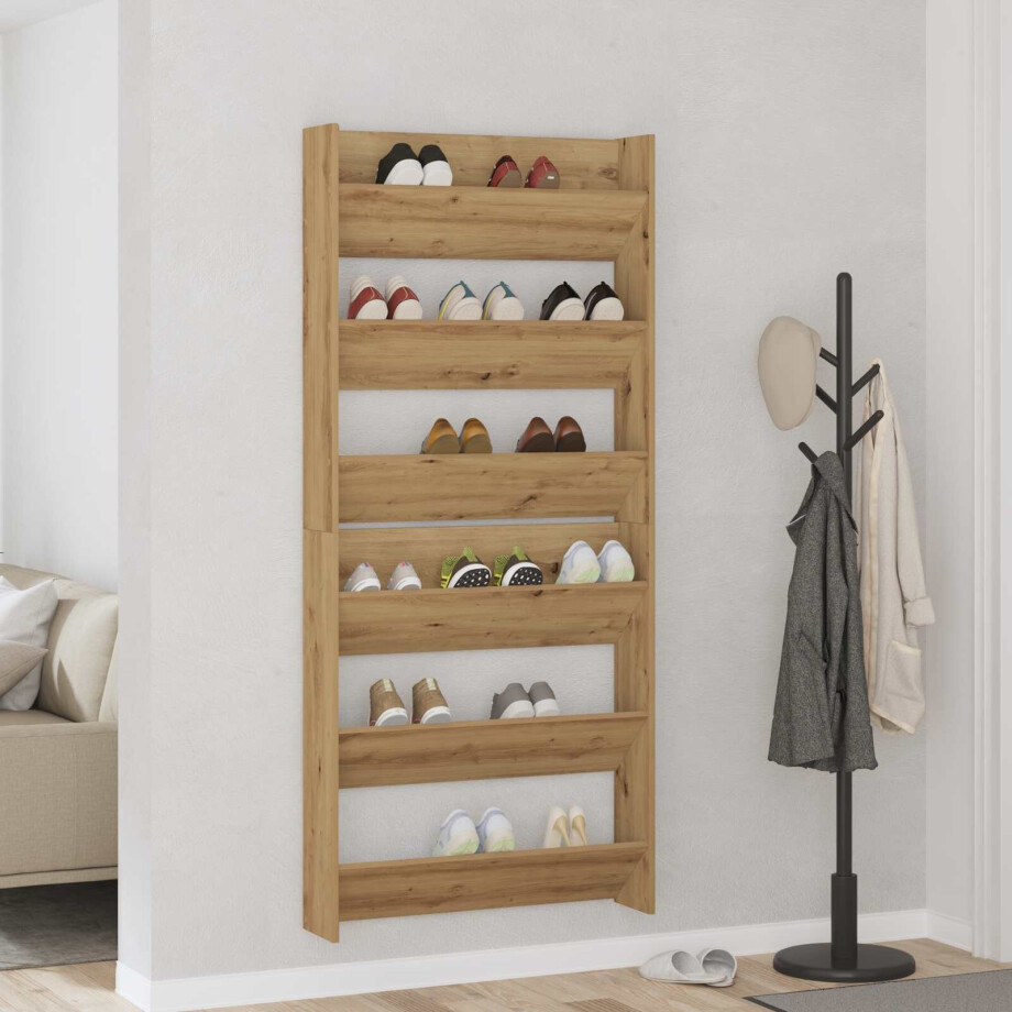 vidaXL Schoenenkast 2 pcs Artisan Eiken 85 x 18 x 90 cm Bewerkt hout vidaXL Schoenenkast 2 pcs Artisan Eiken 85 x 18 x 90 cm Bewerkt hout afbeelding 1