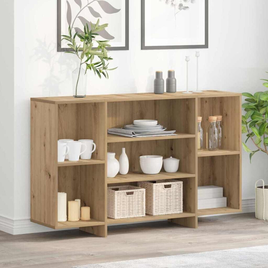 vidaXL Dressoir Artisan Eiken 120 x 30 x 75 cm Bewerkt hout vidaXL Dressoir Artisan Eiken 120 x 30 x 75 cm Bewerkt hout afbeelding 1