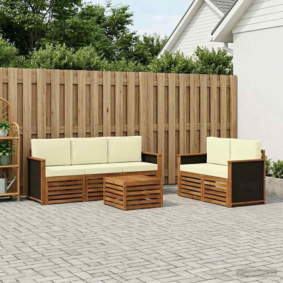 vidaXL Sofa-Sets met kussen 6 pcs Massief Acaciahout afbeelding 1