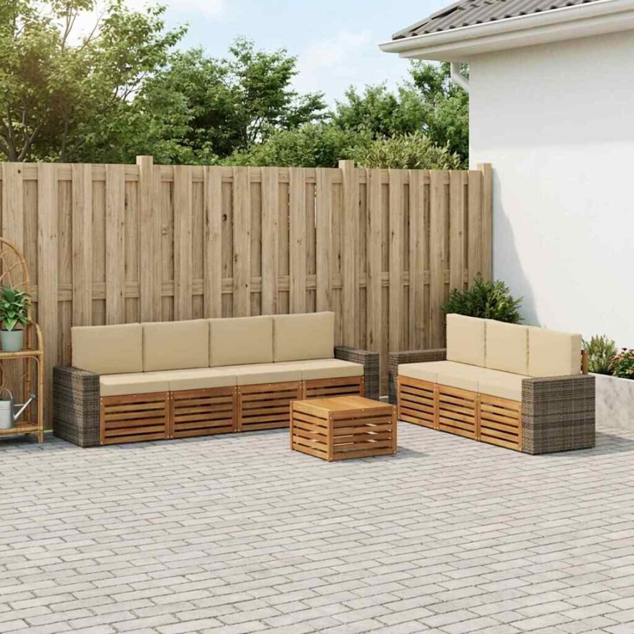 vidaXL Sofa-Sets met kussen 8 pcs Massief Acaciahout vidaXL Sofa-Sets met kussen 8 pcs Massief Acaciahout afbeelding 1