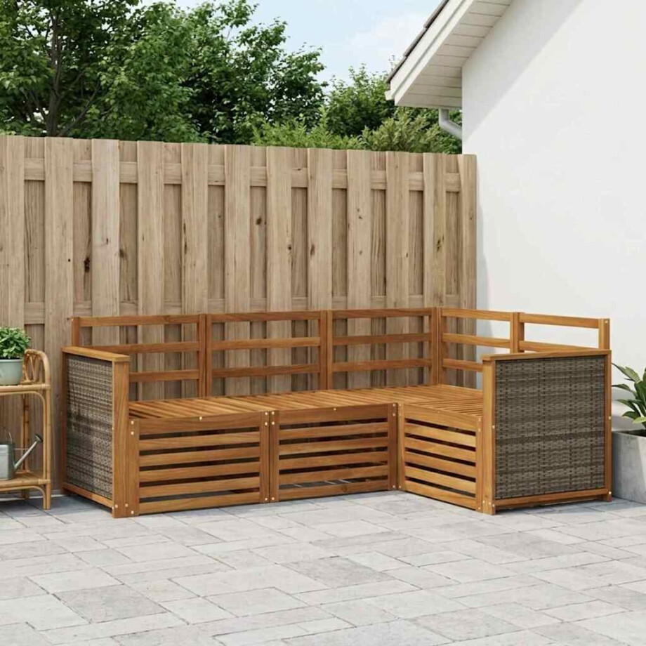 vidaXL Sofa-Sets 4 pcs Massief Acaciahout vidaXL Sofa-Sets 4 pcs Massief Acaciahout afbeelding 1