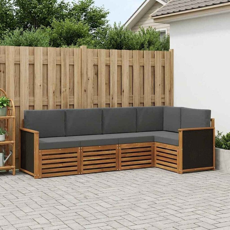 vidaXL Hoekbank Set met kussen 4 pcs Natuurlijk en Antraciet vidaXL Hoekbank Set met kussen 4 pcs Natuurlijk en Antraciet afbeelding 1