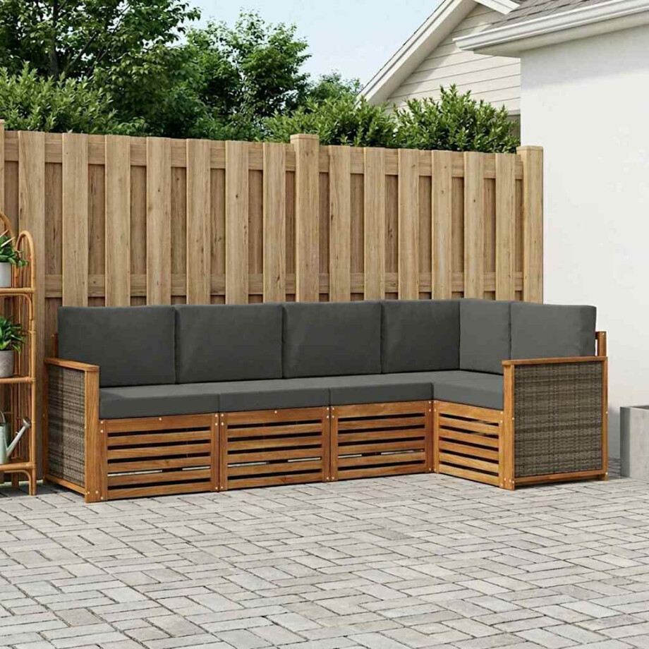 vidaXL Hoekbank Set met kussen 4 pcs Natuurlijk en Antraciet vidaXL Hoekbank Set met kussen 4 pcs Natuurlijk en Antraciet afbeelding 1