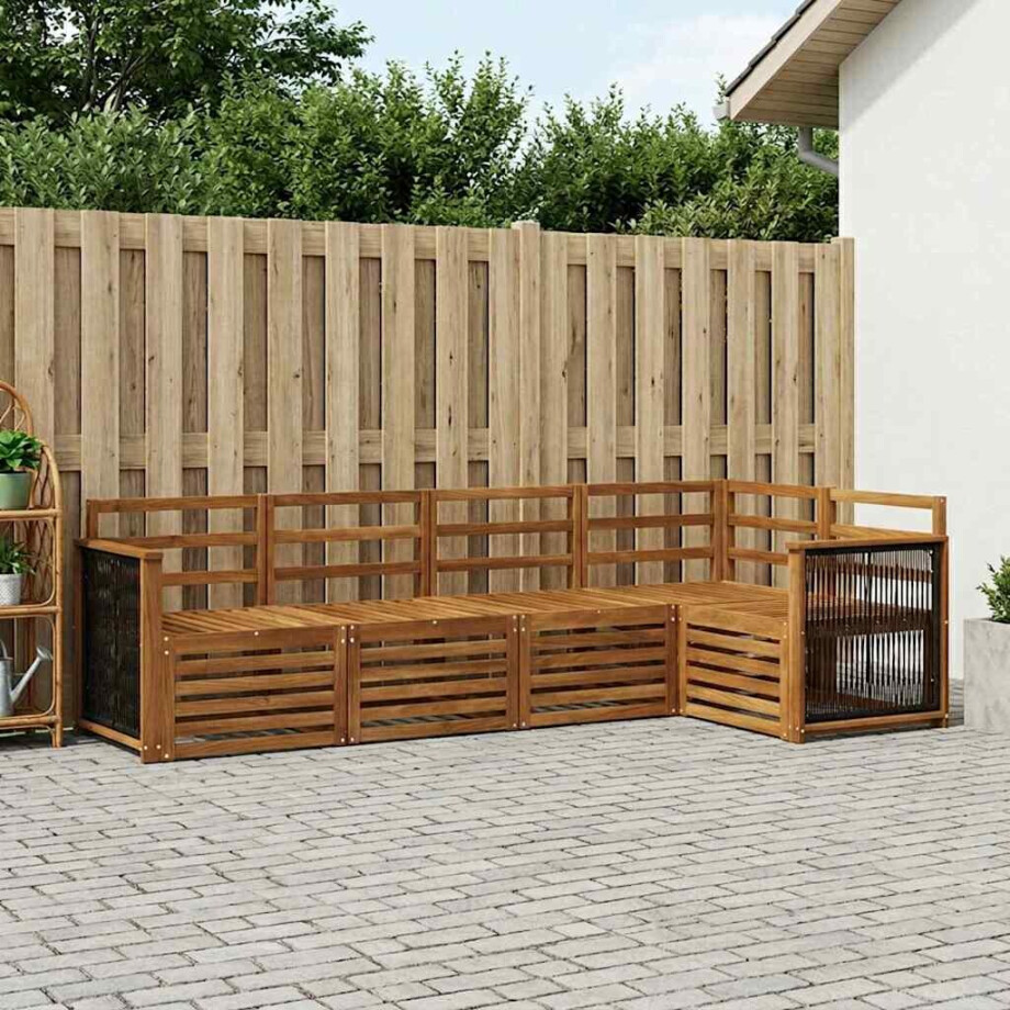 vidaXL Hoekbank Set 4 pcs Naturel Massief Acaciahout afbeelding 1
