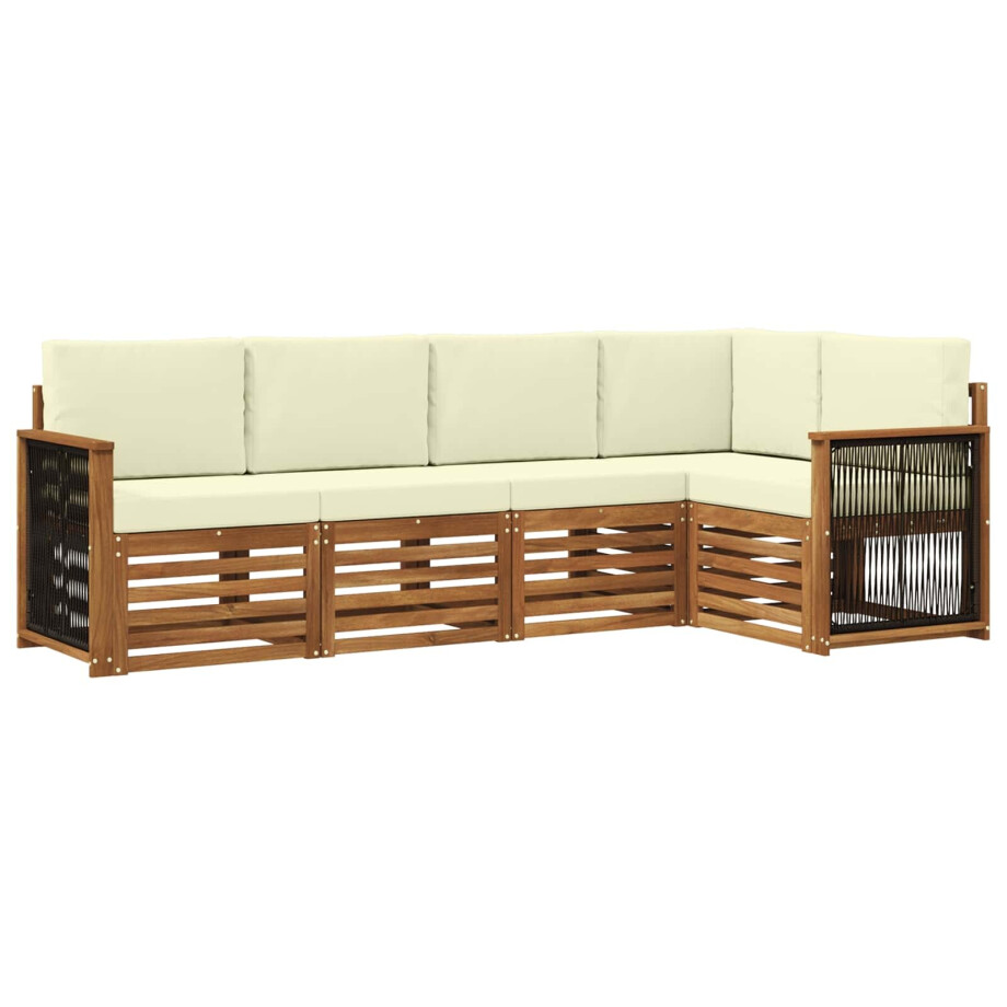 vidaXL Hoekbank Set met kussen 4 pcs Natuurlijk en Crème afbeelding 1