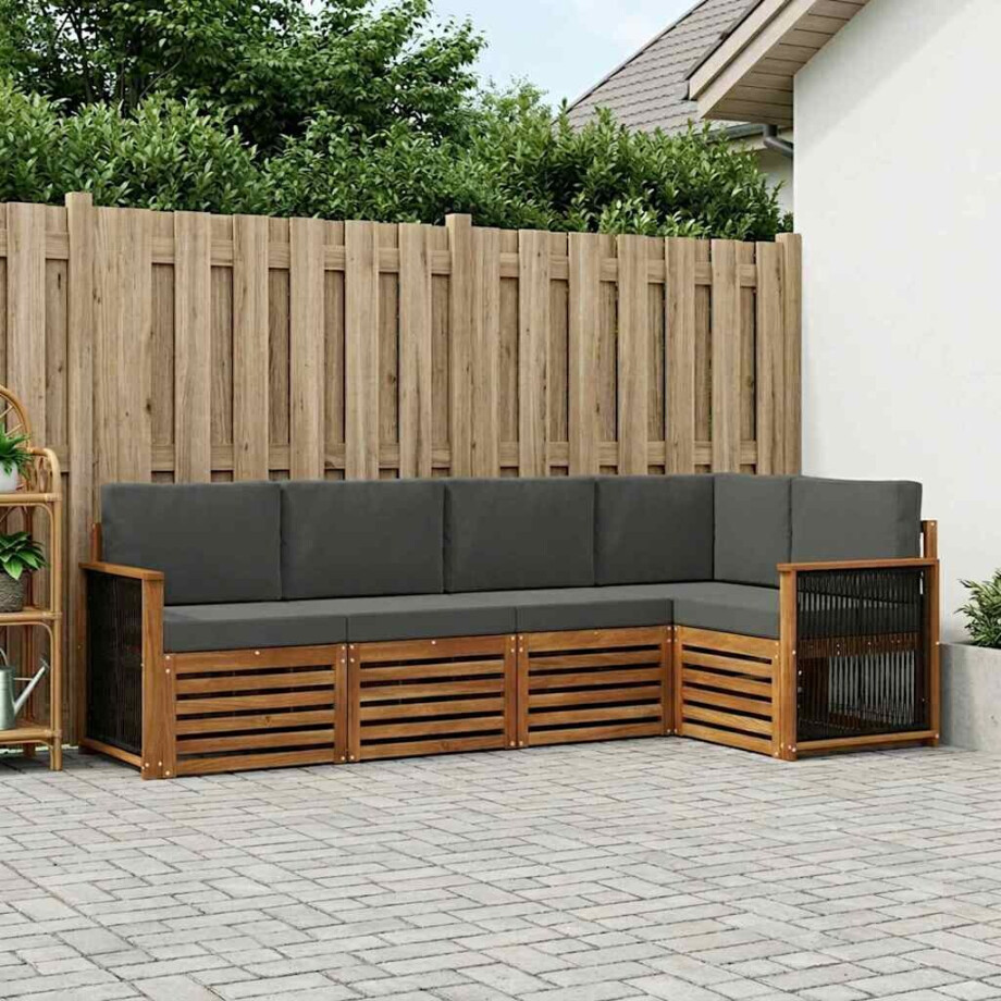 vidaXL Hoekbank Set met kussen 4 pcs Natuurlijk en Antraciet vidaXL Hoekbank Set met kussen 4 pcs Natuurlijk en Antraciet afbeelding 1