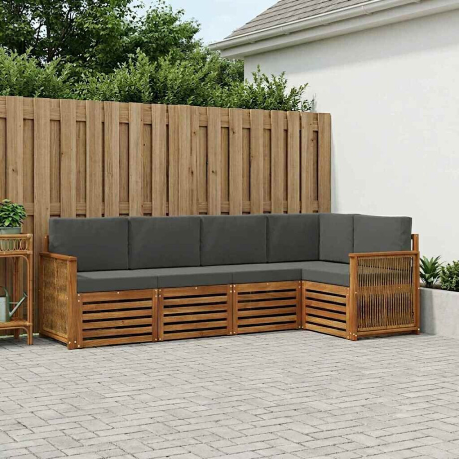 vidaXL Hoekbank Set met kussen 4 pcs Natuurlijk en Antraciet vidaXL Hoekbank Set met kussen 4 pcs Natuurlijk en Antraciet afbeelding 1