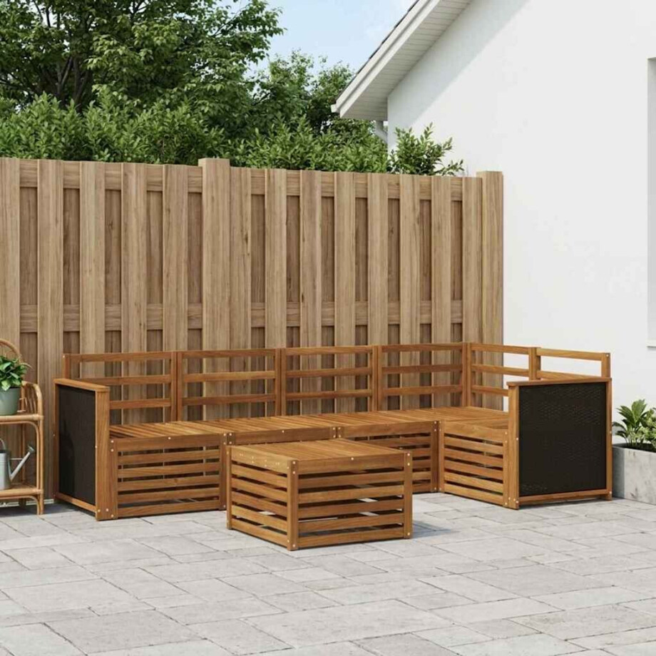 vidaXL Hoekbank Set 5 pcs Naturel Massief Acaciahout vidaXL Hoekbank Set 5 pcs Naturel Massief Acaciahout afbeelding 1
