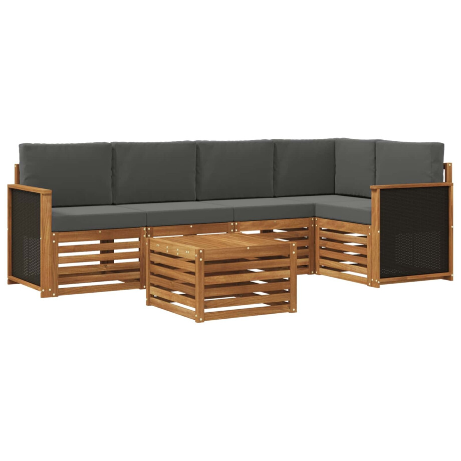 vidaXL Hoekbank Set met kussen 5 pcs Natuurlijk en Antraciet vidaXL Hoekbank Set met kussen 5 pcs Natuurlijk en Antraciet afbeelding 1