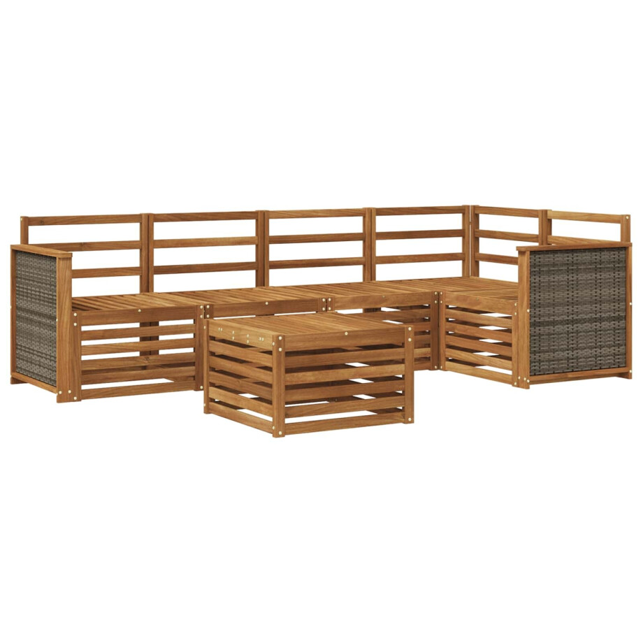 vidaXL Hoekbank Set 5 pcs Naturel Massief Acaciahout vidaXL Hoekbank Set 5 pcs Naturel Massief Acaciahout afbeelding 1