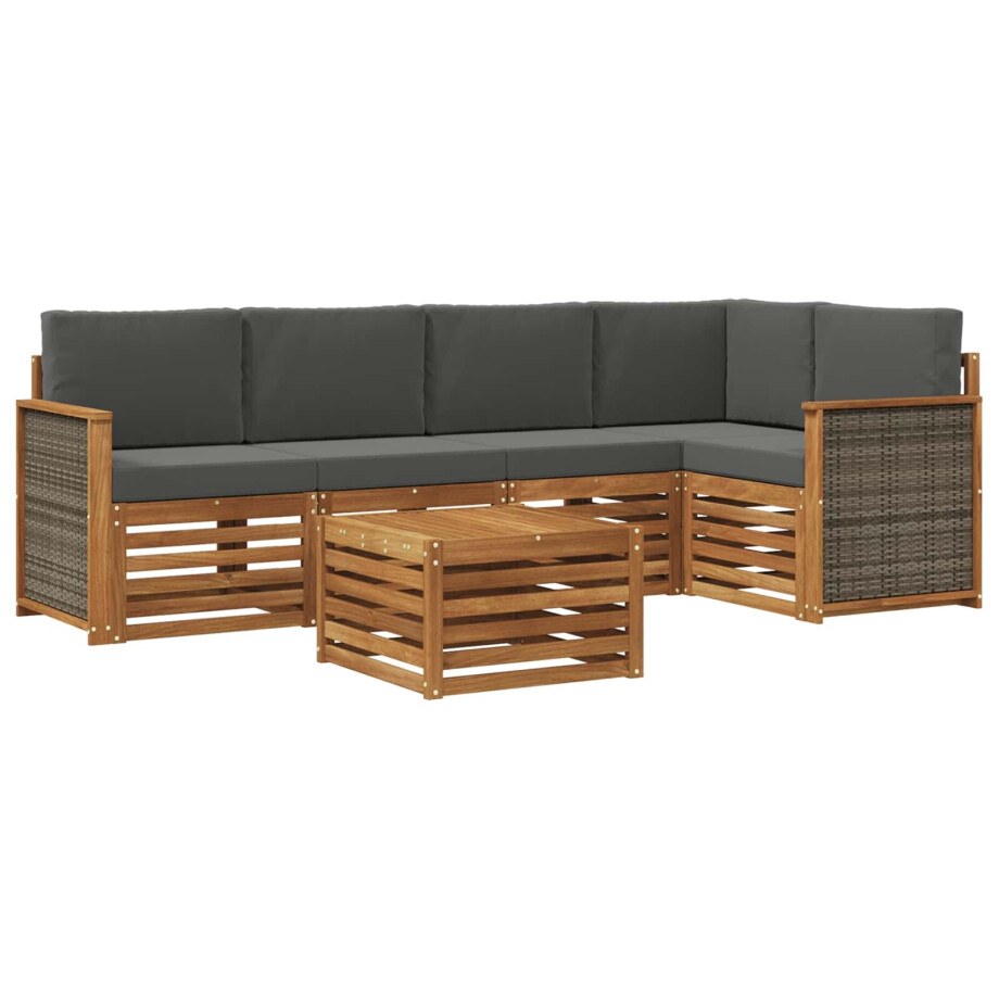 vidaXL Hoekbank Set met kussen 5 pcs Natuurlijk en Antraciet vidaXL Hoekbank Set met kussen 5 pcs Natuurlijk en Antraciet afbeelding 1