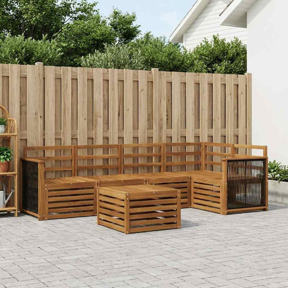 vidaXL Hoekbank Set 5 pcs Naturel Massief Acaciahout vidaXL Hoekbank Set 5 pcs Naturel Massief Acaciahout afbeelding 1